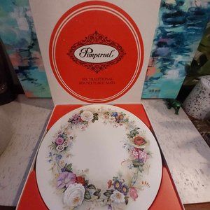 Set of six Pimpernel vintage cork placemats - floral - in box